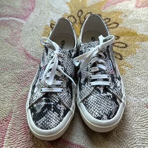 Superga 2750 snake print leather six eyelets low top sneakers SZ 10 women